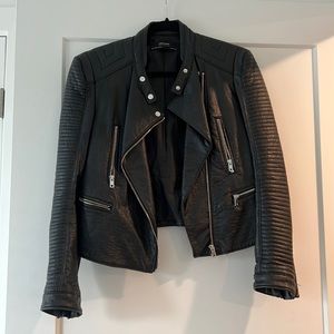Zara Basic Leather Jacket Black M